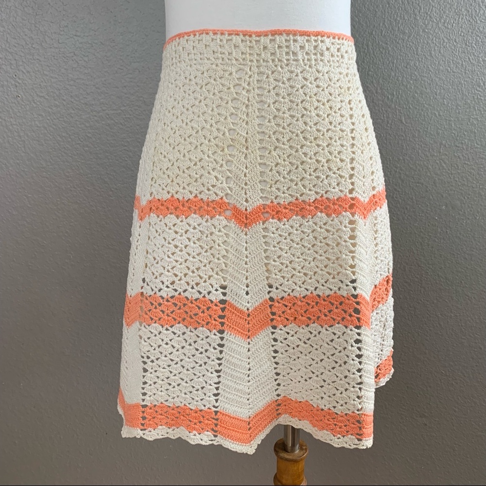 Vintage lace crochet chevron pattern skirt apron